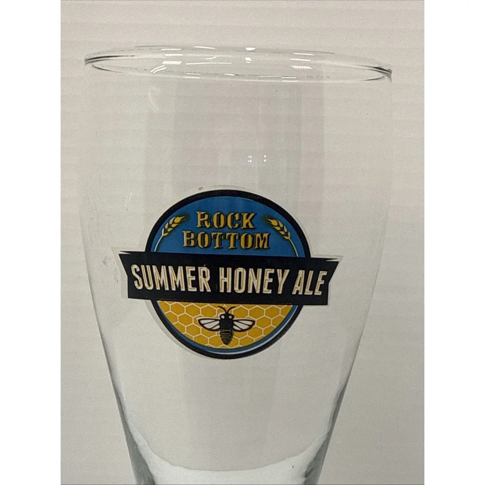 Tall Beer serving drinking glass Rock Bottom Summer Honey Ale 9